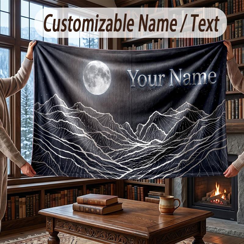 Space Cosmic Theme Throw Blanket Custom Name Text Personalized Blanket Soft Cozy Blanket for Home Sofa Bed