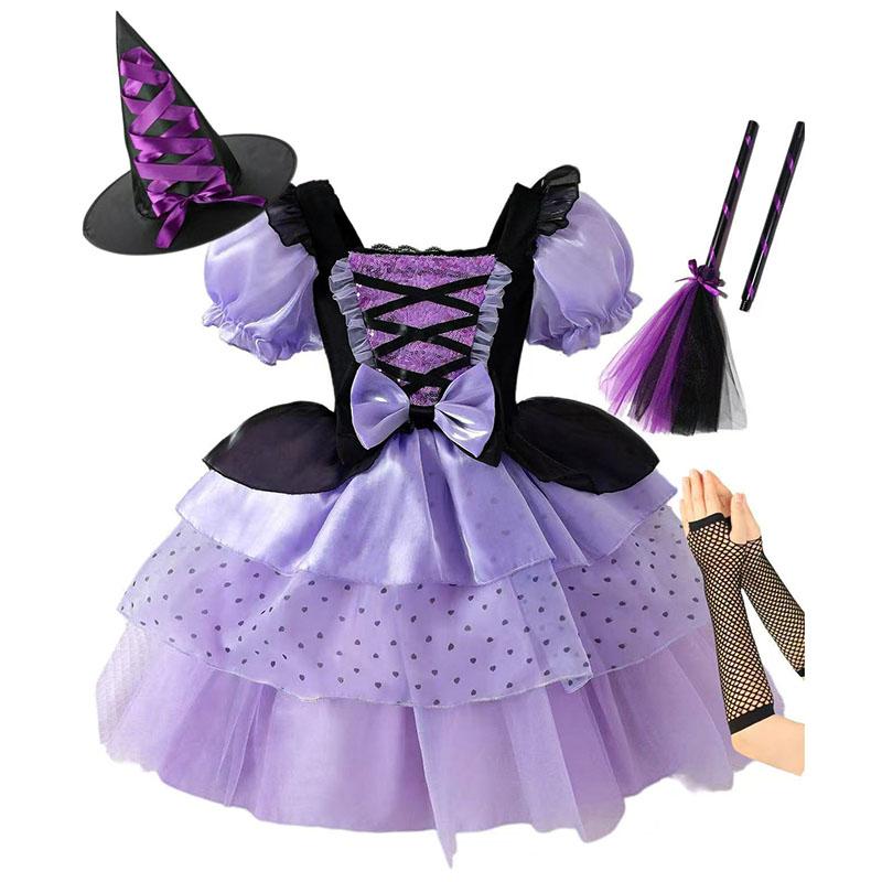 Nuovo Vestito da Ragazza Vampiro Vestito Soffice per Bambine Rete Vestito Principessa Viola Vestiti Cool Lolita Costume per Festa di Carnevale