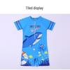 New Boys' One-Piece Cartoon Swimsuit: Cute, Quick-Drying Sun Protection for Toddlers to Big Kids