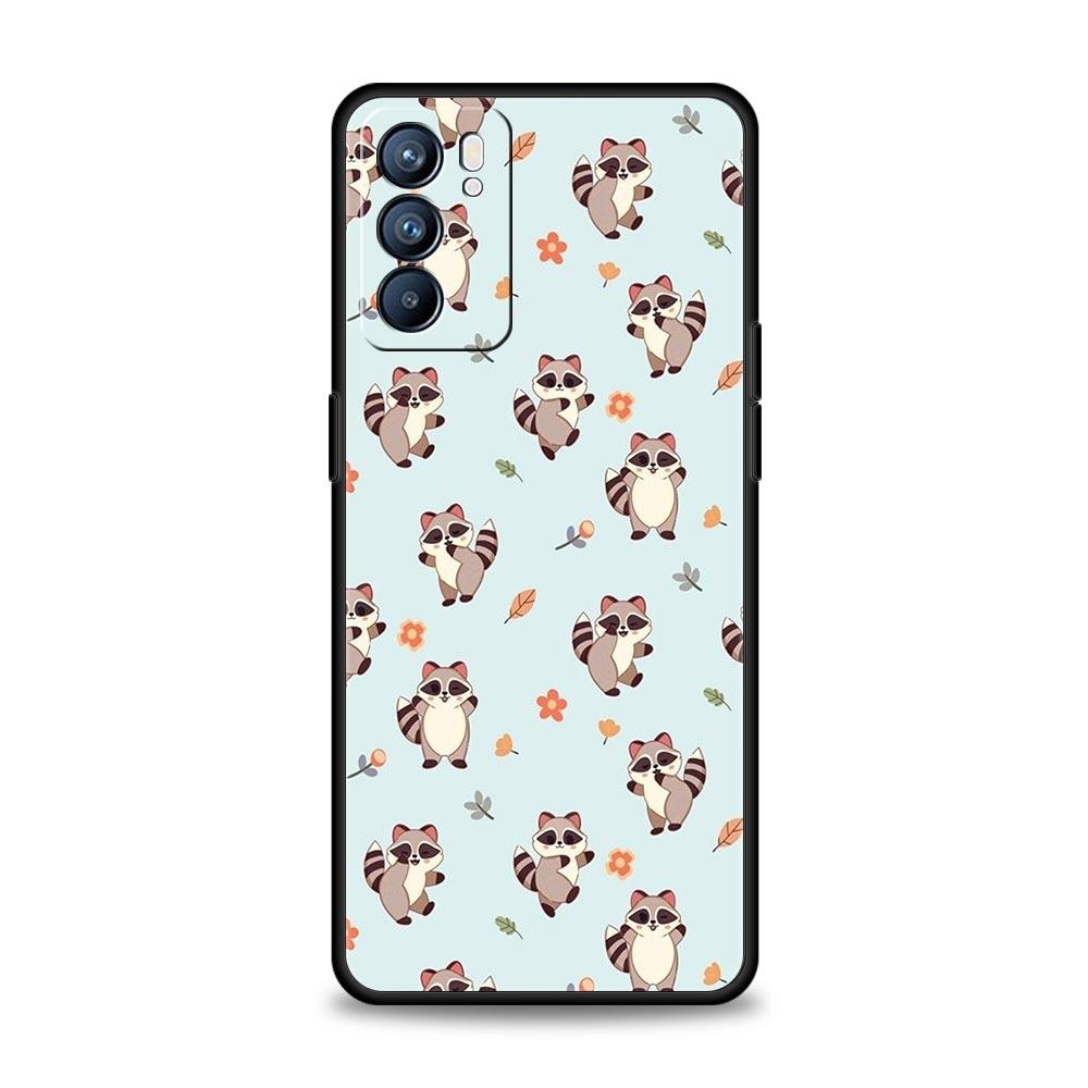 Raccoon Phone Case For Oppo A54 A53 A52 A15 A95 A16 A78 A79 A80 A98 4G Find X5 X6 Reno10 12 13 F Pro 5G Cover