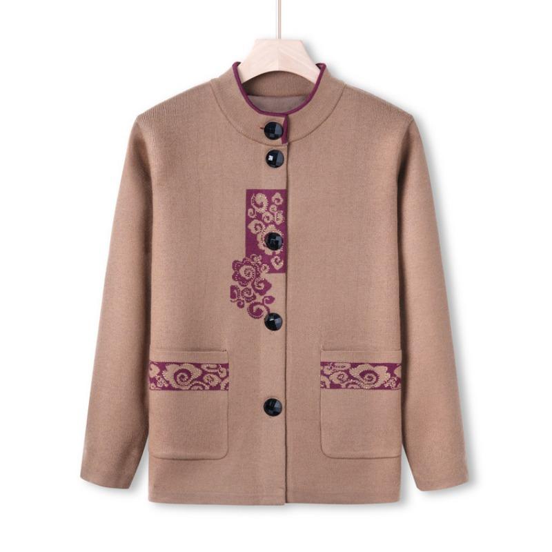Middle-aged Knitted Sweater New Autumn Cardigan Jacket Year-old 0 Mother Sweater Old Man Lady Clothes