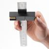 Steel Ruler with Positioning Slide Stop, for Woodworking Adjustable Locking Drawing Ruler with Aluminum Alloy Positioning Block