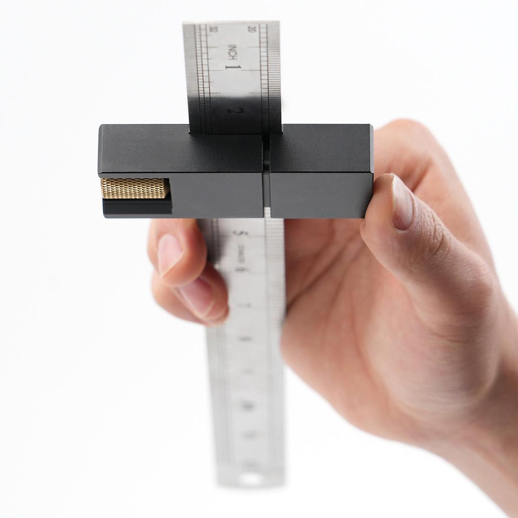 Steel Ruler with Positioning Slide Stop, for Woodworking Adjustable Locking Drawing Ruler with Aluminum Alloy Positioning Block