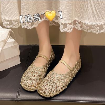 Grandes sandales à tête de sac à semelles plates et beau look pour femmes 2025 nouvel été semelles souples jupe Mary Jane chaussures simples chaussures de soirée