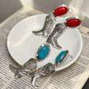 Western Cowboy Retro Turquoise Alloy Earrings - European & American Style