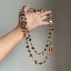 Böhmischer Stil Unregelmäßige Natürliche Muschel Kristall Perlen Lange Doppellagige Faltbare Halskette für Damen Persönlichkeit Mode Schmuck