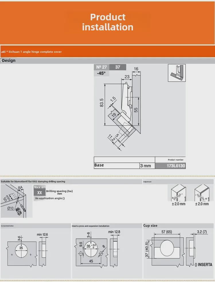 Blum 90°/180° Special Angle Hinge for Corner Cabinets