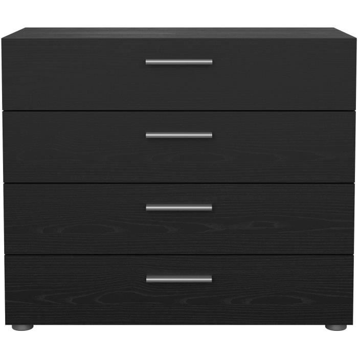 4-Drawer Chest of Drawers - Black Decor - W80 X D40 X H68 Cm