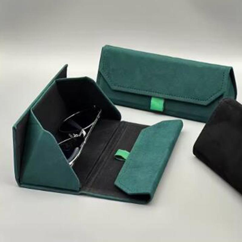 European Velvet Triangle Folding Glasses Case Elegant Sunglasses Case Women Men Soft Noble Reading Glasses Box Wholesale