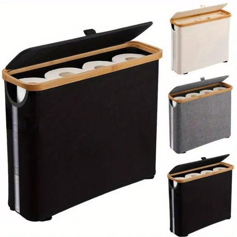 Large Capacity Toilet Paper Storage Basket Folding Visible Tissue Holder  12-16 Rolls