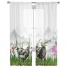 Hühnerpflanze Tuschemalerei Fenster Vorhänge Transparent Chiffon Tüll Vorhang Heim Wohnzimmer Hintergrund Dekoration