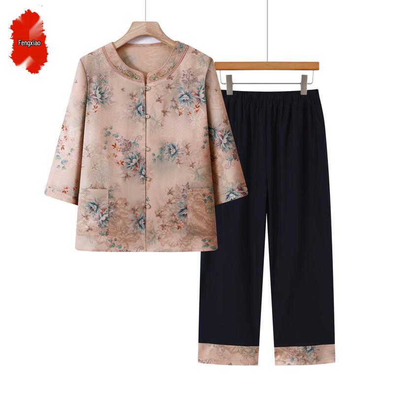 Women s Chinese Style Summer Floral Two-Piece Set XL
