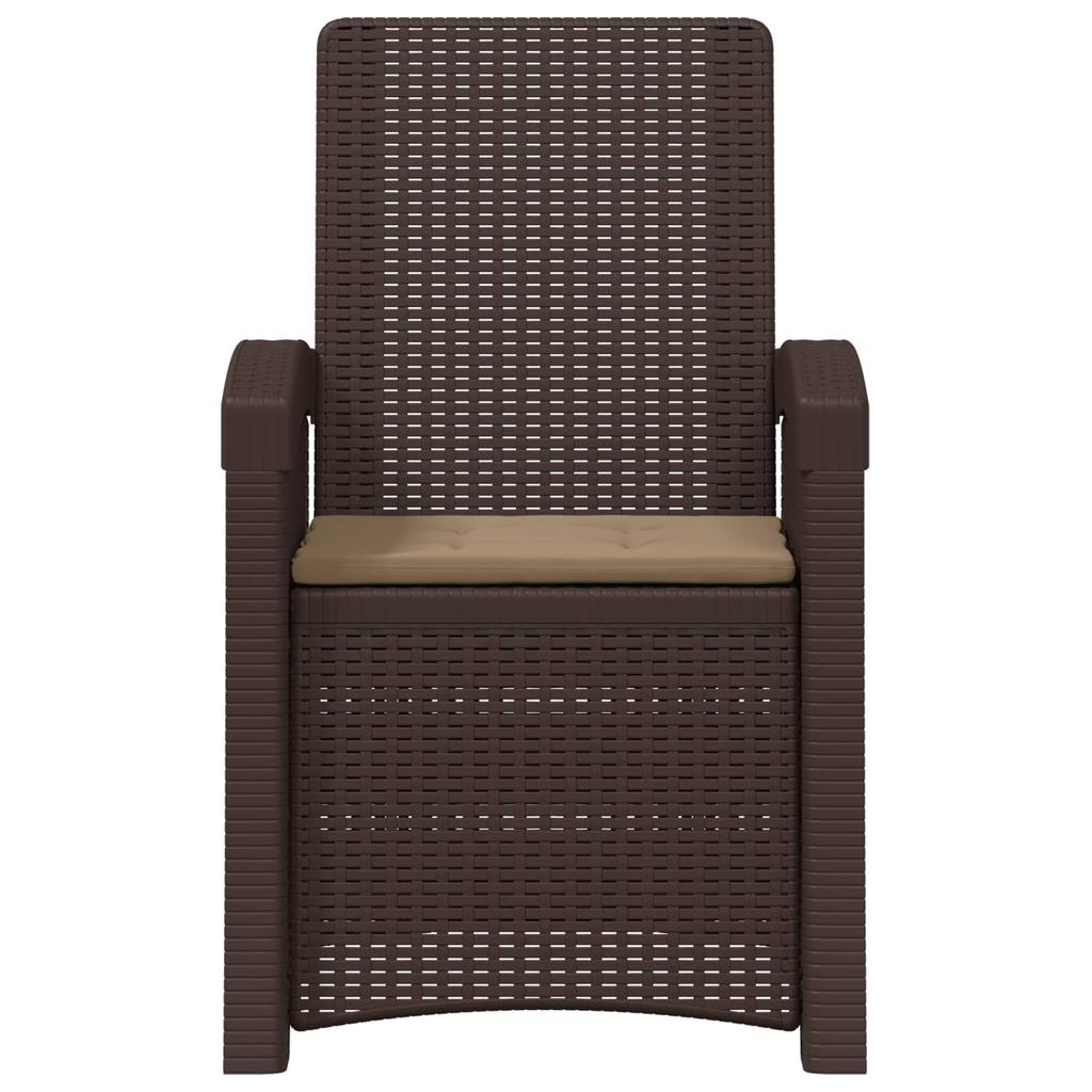 Garden Recliner Rattan Look 2 Pcs Brown and Taupe PP