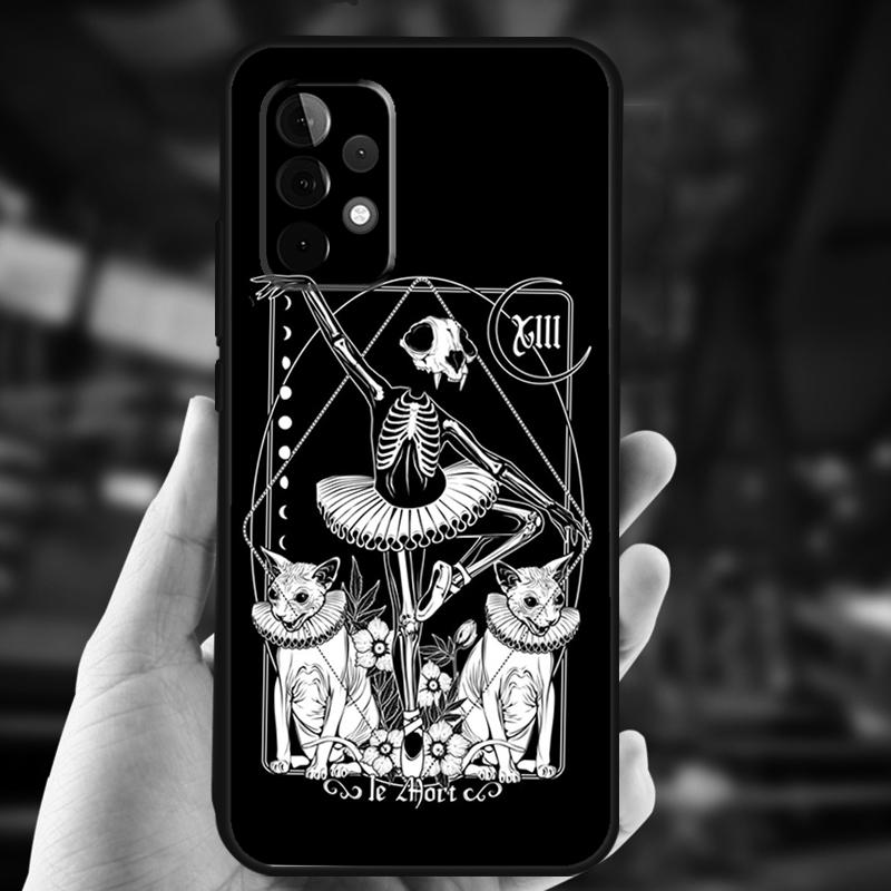 Death Tarot Cat Case For Samsung Galaxy A32 A56 A16 A15 A22 A52 A54 A14 A26 A36 A55 A35 A05 A06 A53 A33 A13