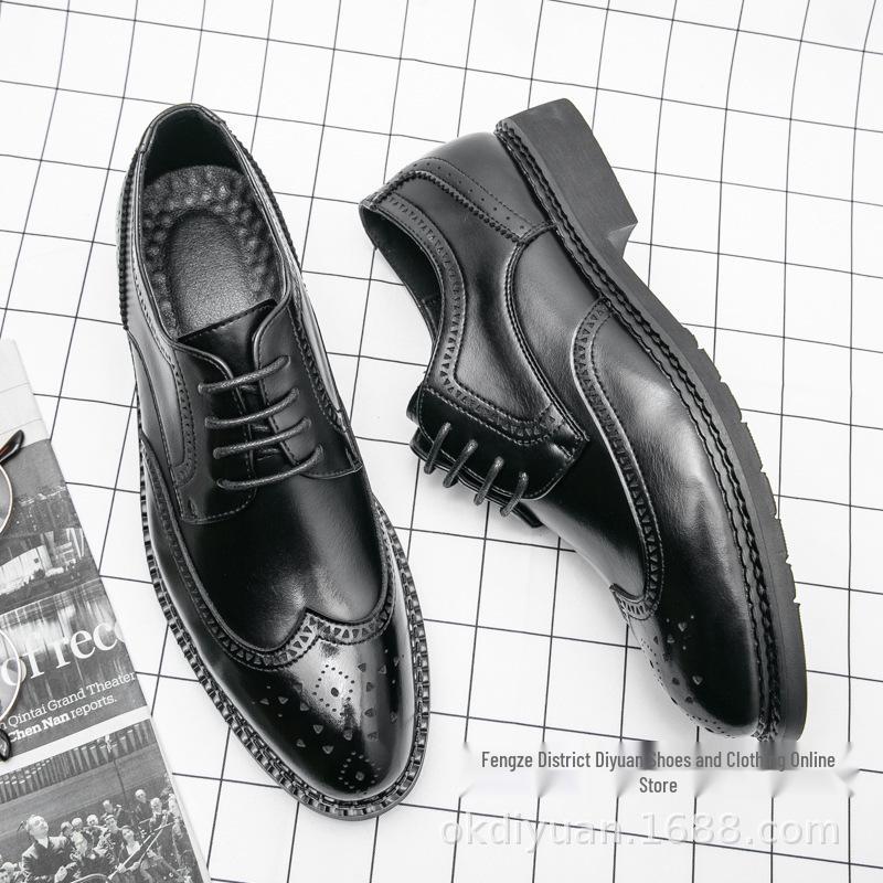 Men s Large Size Retro Leather Brogues - Formal & Casual British Loafers 41 чёрный