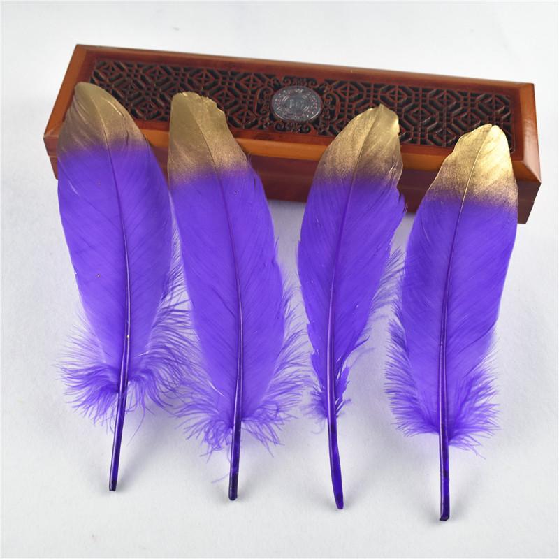 50Pcs Dip Golden Head Goose Feathers 15-20cm/6-8" Gold Feathers Natural Pheasant Feather for Crafts Assesoires Plume Decoration