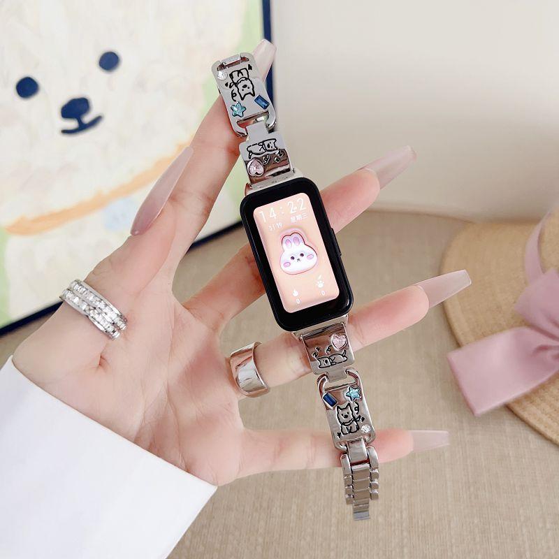 

Puppy Colored Diamond Bands for Huawei Watch 10/9/8 Women Repleacement Wristband Metal Bracelet Strap for Huawei 8/9/10 Correa Huawei Watch 10 серебряный