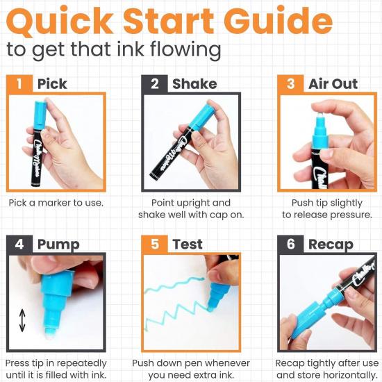 8 Washable Window Markers for Cars - 15mm Jumbo, 3 in 1 Nib, 28g Ink - Liquid Chalk Markers for Chalkboard, Blackboard, Glass, Bistro, Auto, Menu