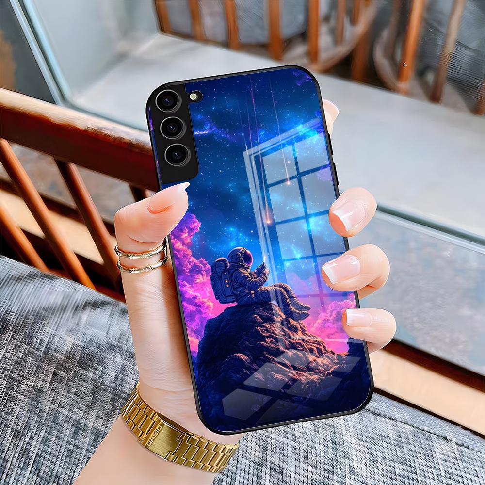 Hello Astronaut Phone Case For Samsung A25 A13 A33 5G A54 A36 A35 A56 A52 A14 Shockproof Glass Cover