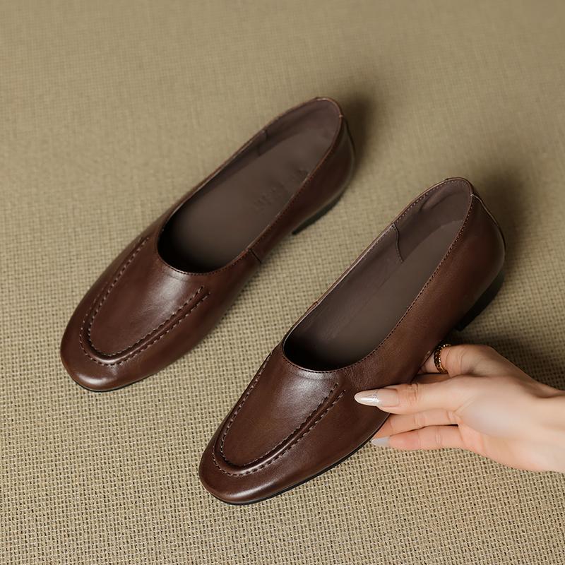 Fashion 2025 New Arrival Women Flats Heels Shoes Genuine Leather Soft Comfort Casual Shoes Woman Basic Spring Summer Flats Shoes