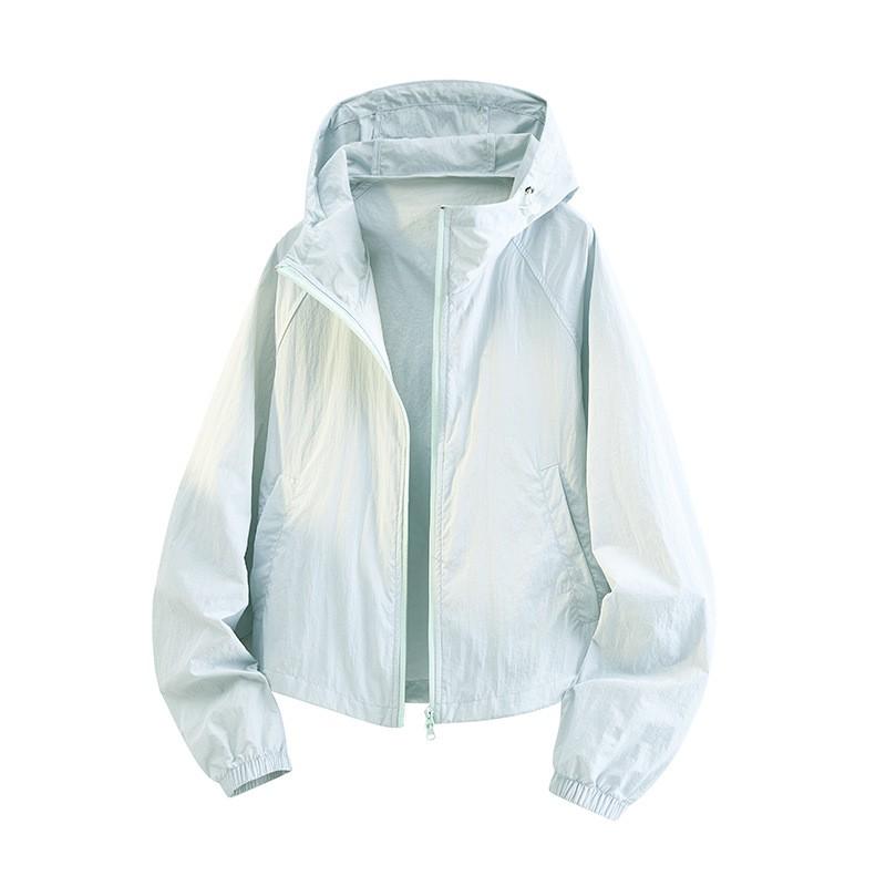 Womens UPF 50 Quick-Dry Outdoor Jacket With Hood Breathable Windproof Sun Protection Hiking Camping Cycling