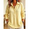 Damen S Waffelstrick Langarm Pullover T-Shirt Lässig Lockerer Schnitt