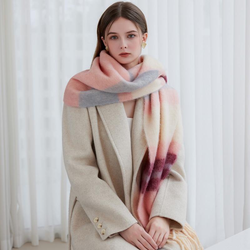 Winter New High-end Thickened Warm Scarf Women's Winter Scarf Dopamine Color Scarf Scarf