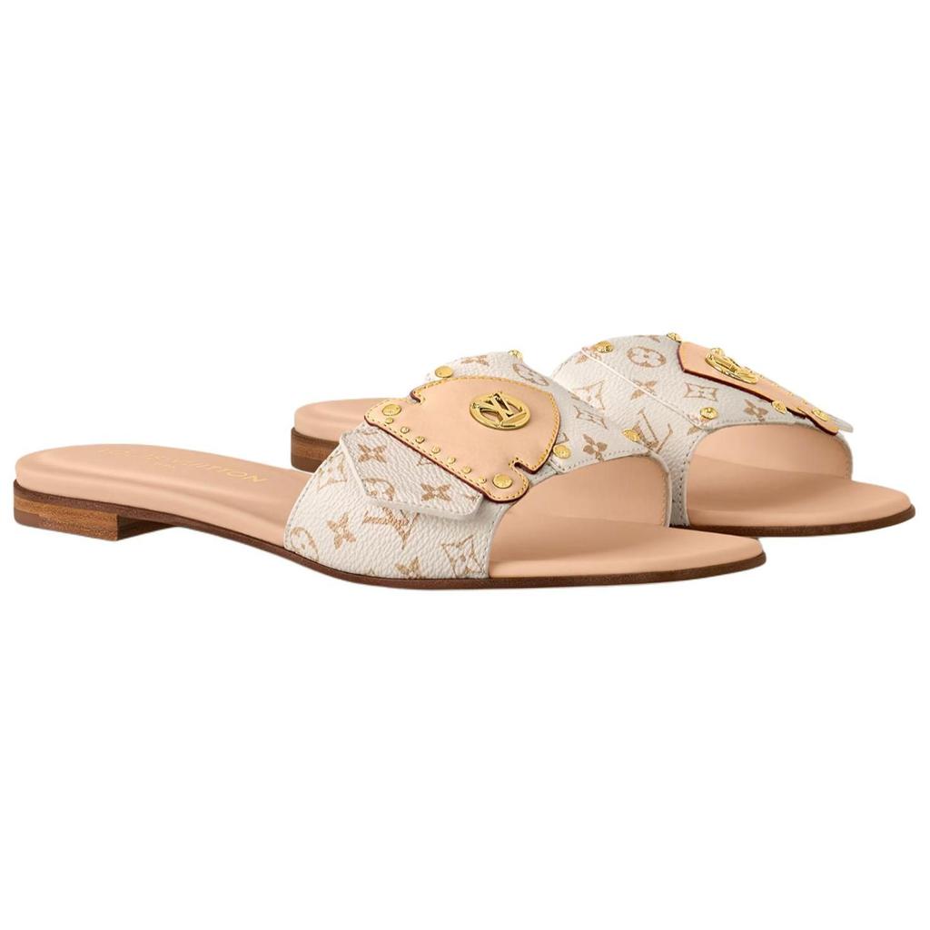 LOUIS VUITTON Slide Slippers Women's Beige 1AHMRY