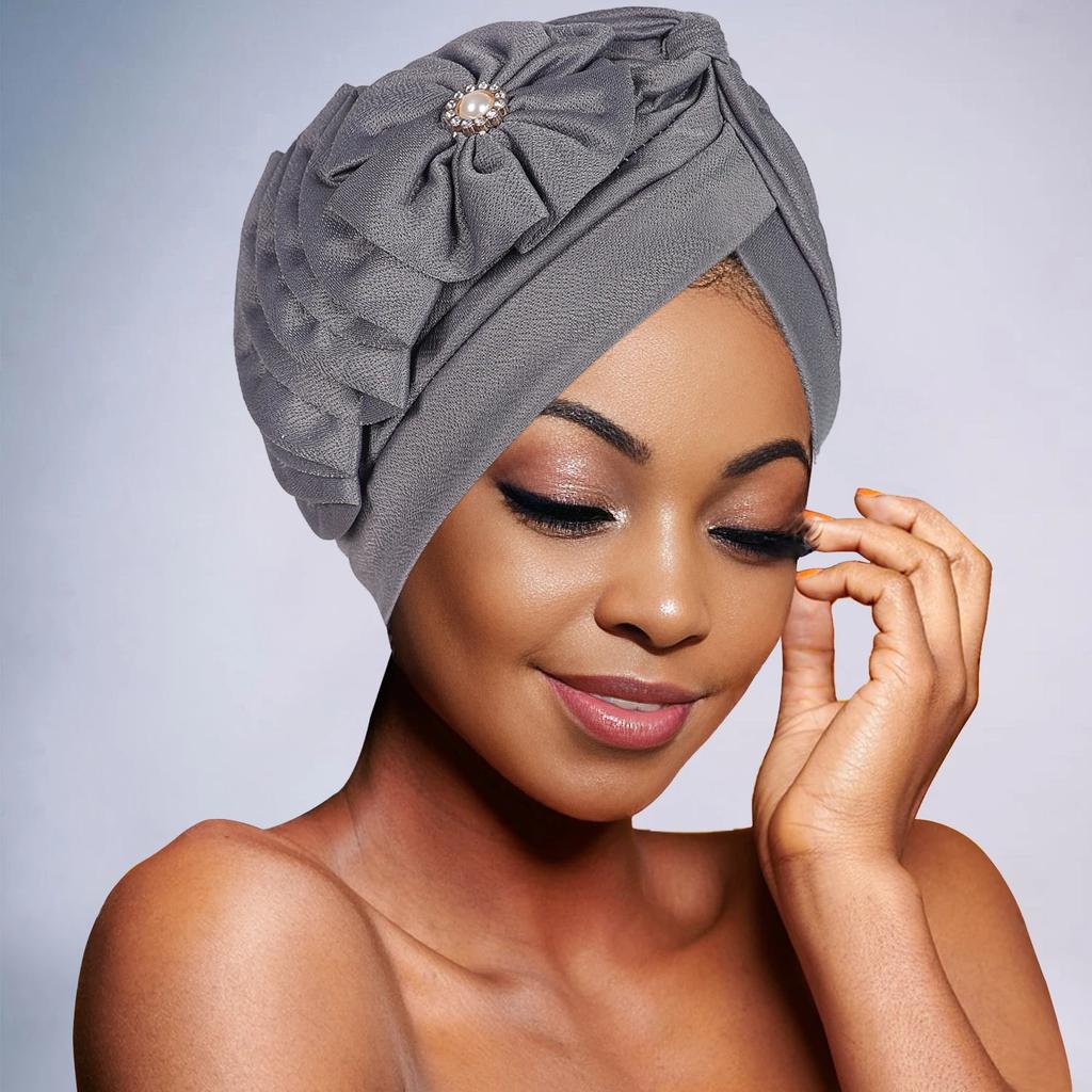 African Fashion Headband Hat Breathable Lightweight Flower Decoration Handmade Muslim Headband Hat 2025 New Gift