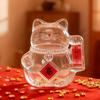 Cute Lucky Cat Piggy Bank Glass Clear Money Jar Mini Cartoon Golden Bean Storage Bottle for Living Room Office Decor