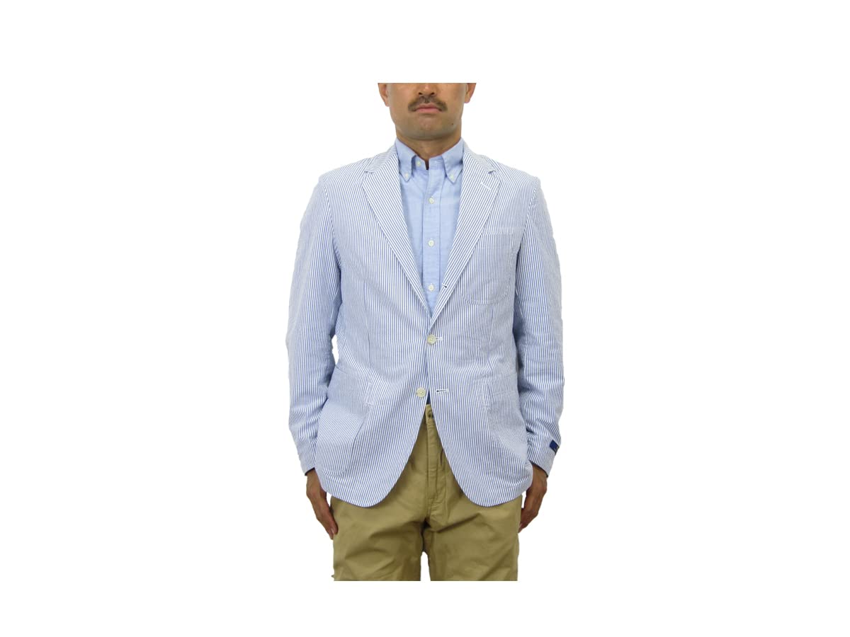 

POLO RALPH LAUREN Seersucker Striped Size 0101942 Men s 3-Button Jacket/Blazer, L, Blue/White, [Used]