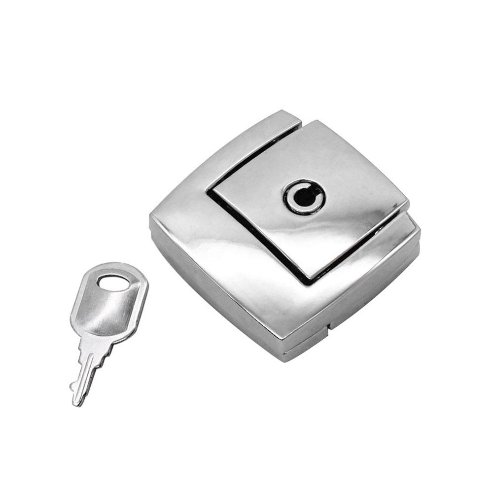

1PCS Metal Alloy ButtonToggle Hasp Buckle Latch Golf Box Safety Cabinet File Luggage Lock with Key - Fastener 1Set