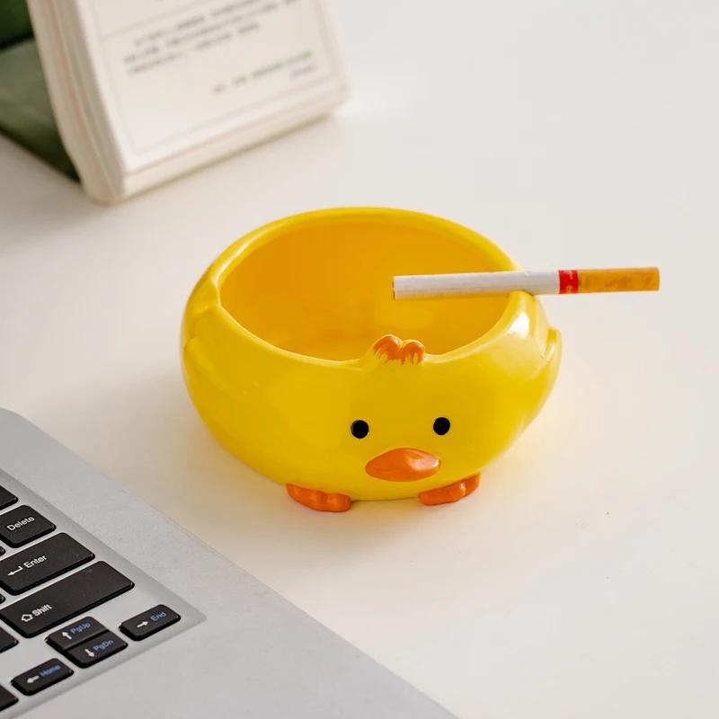 Cartoon Cute Duck Ceramic Decorative Ashtrays Trend Personality Fashion Desktop Porch Home Decoration Storage
