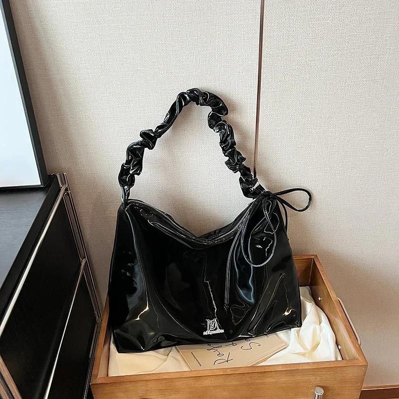 Ruffled Armpit Tote Bag for Women  New Korean Fashion  Large Capacity Shoulder Bag  Simple and Versatile