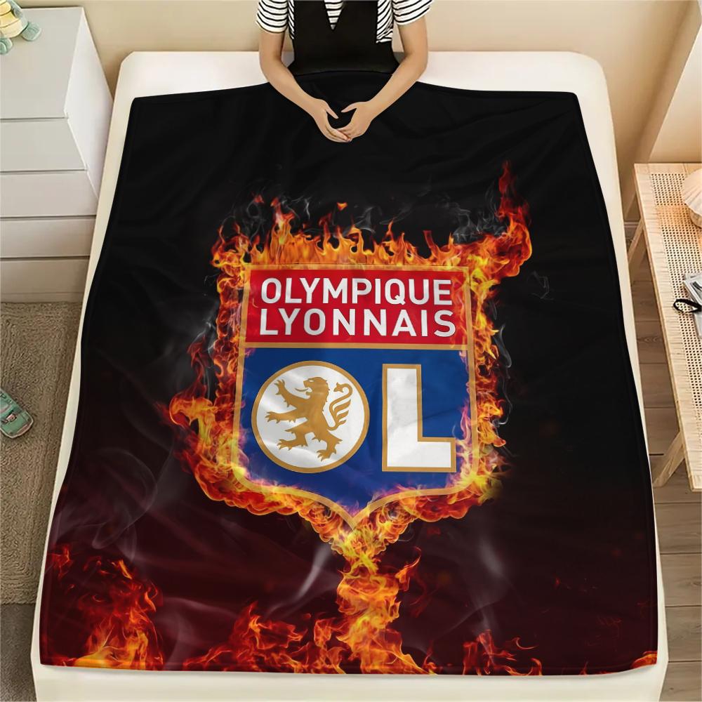 Olympique Lyonnais, Manta de Franela con Patrón, Alta Calidad, Cómoda para Todas las Estaciones, Decoración del Hogar, Calidez y Comodidad, Perfecta para Regalos.