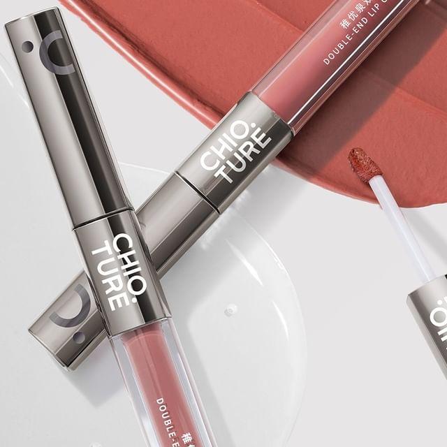 CHIOTURE - Dual-Ended Mirror Lip Gloss - 6 Colors S01# Sakura Pink (2.2g & 2.2g)