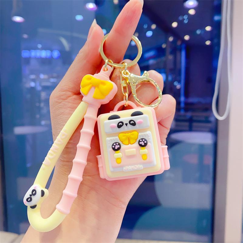 Мультяшный рюкзак Панда Брелок Подвеска Кукла Подарок Подвеска Брелок для ключей от машины Подарок для пары