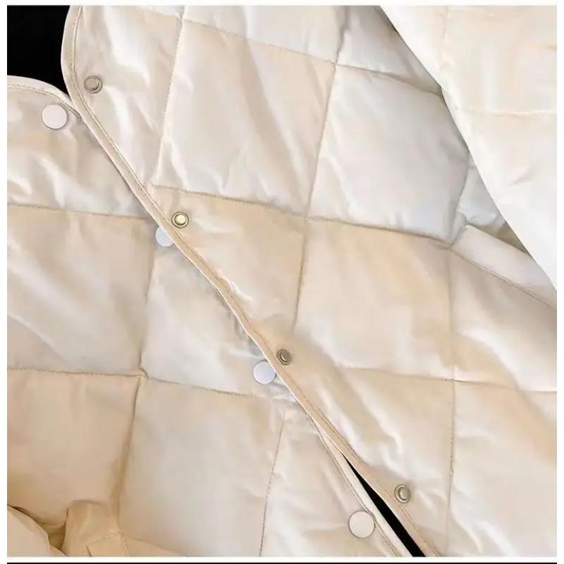 Winter Cotton-Padded Jacket for Women  Autumn New Korean Sle Versatile Lightweight Rhombus Plaid Cotton-Padded Jacket