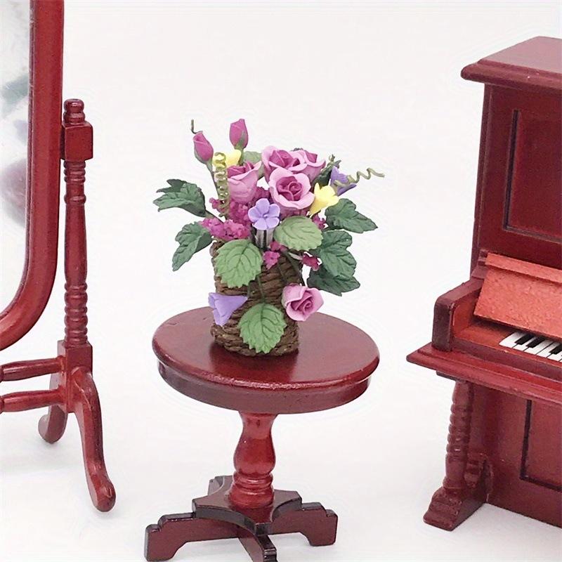 

1 шт. Сад Балкон Цветочная композиция Плетеный цветочный горшок Фиолетовые розы Поделки Миниатюрные украшения для сцены Комнатные растения Садовая зелень 1pcs