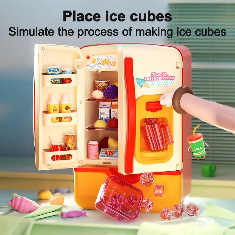 Detská mini elektrická chladnička s dvoma dverami Simulovaná hra Hra na predstieranie Varenie jedla Kuchynské Varenie Role Hračky Chlapci Dievčatá Darček Doplnky