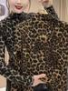 Autumn/Winter Leopard Print Tummy-Concealing Long Sleeve Top for Middle-Aged & Elderly Moms