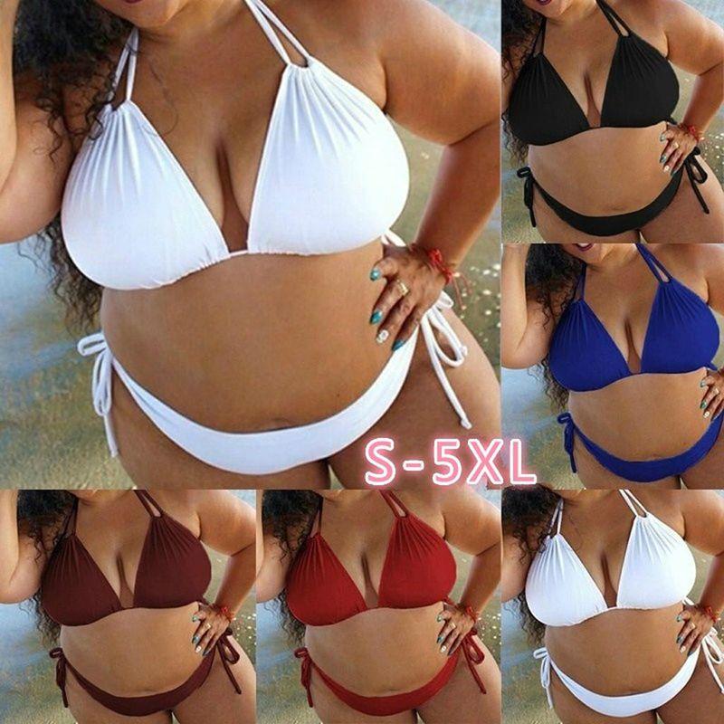 Stylish Women's Solid Push Up Padded Plus Size Bikini Set For Flattering Comfort And Fit
