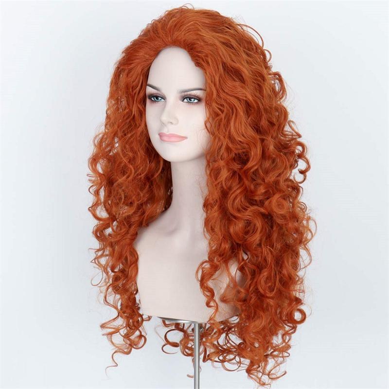 Synthetic Long Curly Orange Hair for Woman Water Wave Wigs Female Costume Cosplay Halloween Party Girls Wig Women