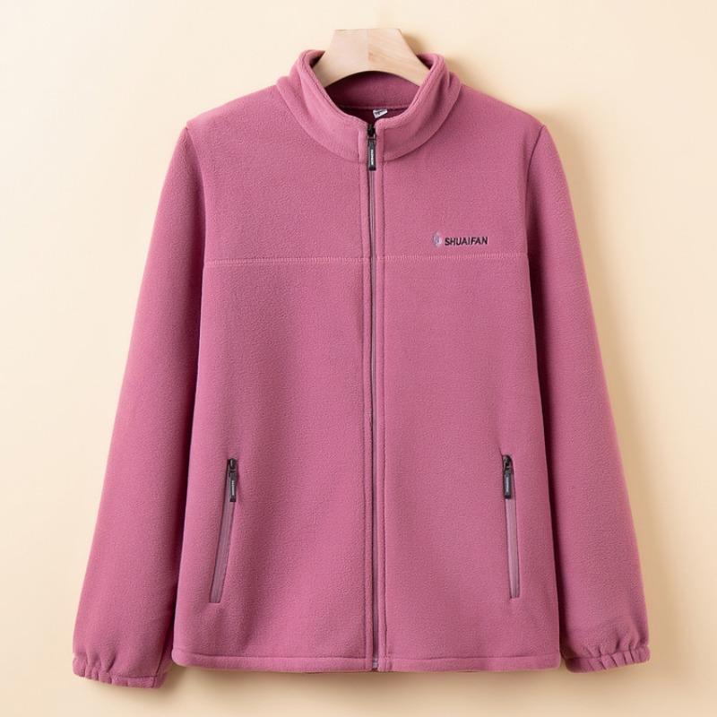 Mom's New Granular Fleece Jacket, Spring and Autumn Fleece Thickened Warm Cardigan, Medium and Old Women's Top