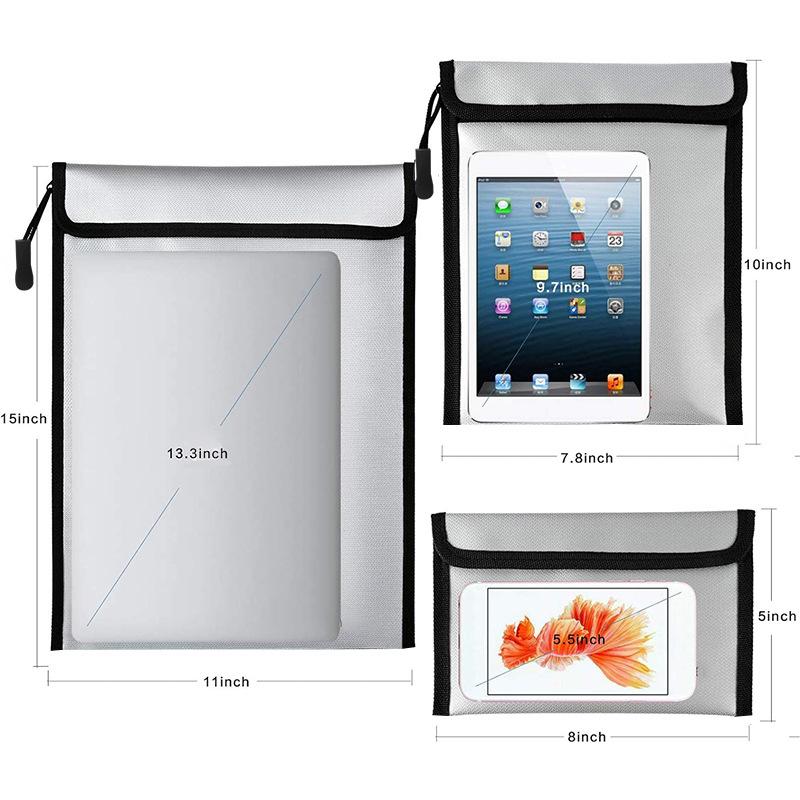 Fireproof Waterproof Faraday Bag Anti-Hacking Signal Blocker Storage Pouch for Phone Notebook Computer Ipad Key Fob Faraday Bag