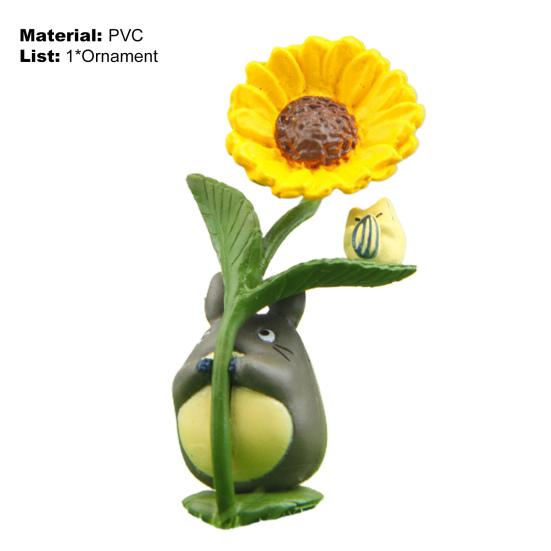 Collectable Anime Figurine Creative Smooth Surface Miniature Landscape Anime Ghibli Totoros Sunflower Figurine for Office
