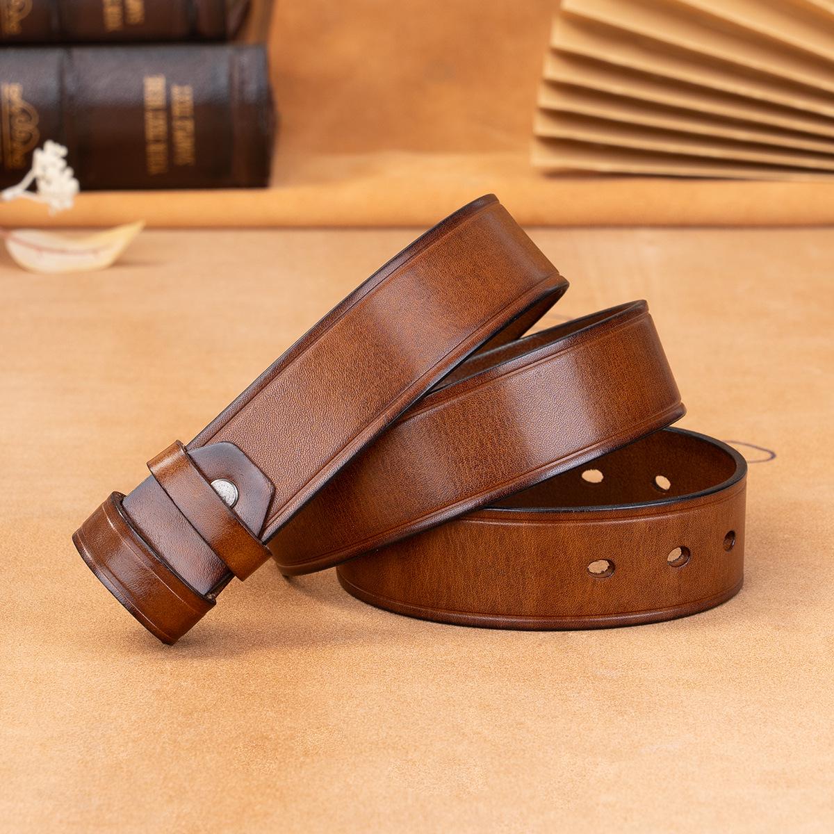 

Мужской ремень из натуральной кожи с пряжкой-булавкой - Универсальный ретро-стиль для всех возрастов 125 cm