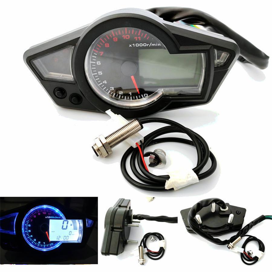 DC 12V LCD Digital Odometer Tachometer For 2 and 4 Cylinder Motorcycles