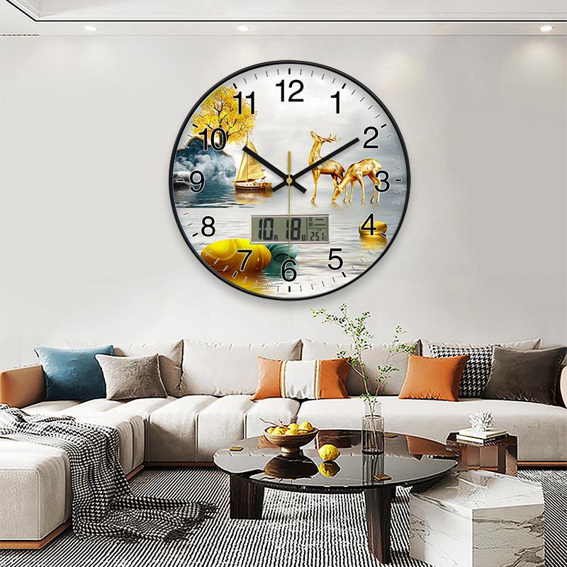 Silent Wall Clock Chinese Style Wall Hanging Style Living Room Modern Clock Hanging Watch Home Quartz Clock New Automatic Time Setting