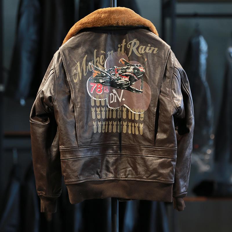 American retro first-layer cowhide bomber G pilot leather jacket men's genuine leather air force leather jacket